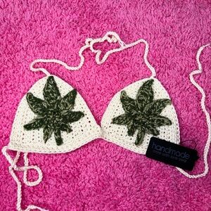 Handmade Crochet Weed 4/20 Bralette